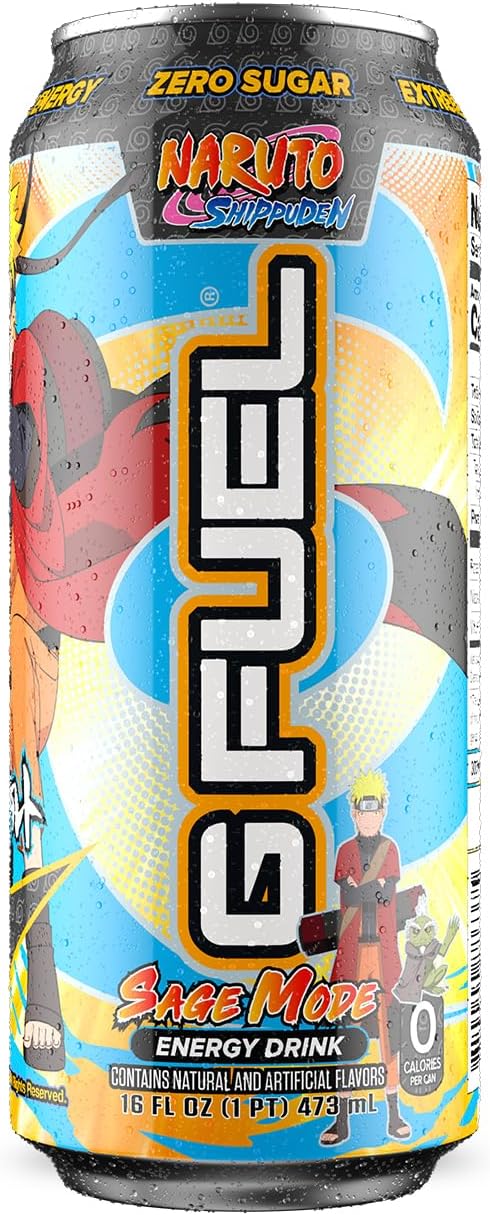 G Fuel Sage Mode Energy Drink, 16 oz can, 12-pack case, Inspired by Naruto Shippuden