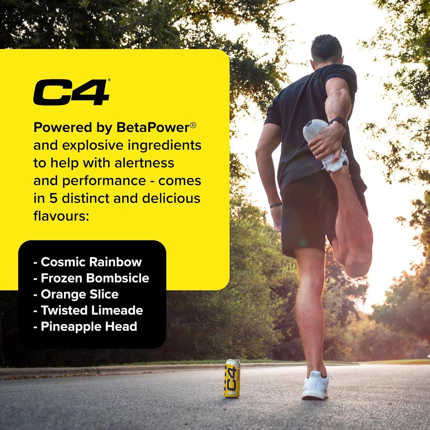 C4 Performance Energy Drinks Cosmic Rainbow 500ml (12 pack) | Sugar Free Energy Drink with 160mg Caffeine, 250mg Betaine, 1050mg Taurine | Low Calorie Fizzy Drinks for On the Go Energy and Focus